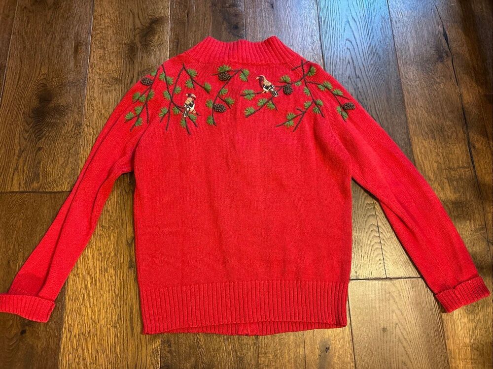 Vintage Coldwater creek 3D embroidered sweater cardigan zip M - Picture 2 of 9